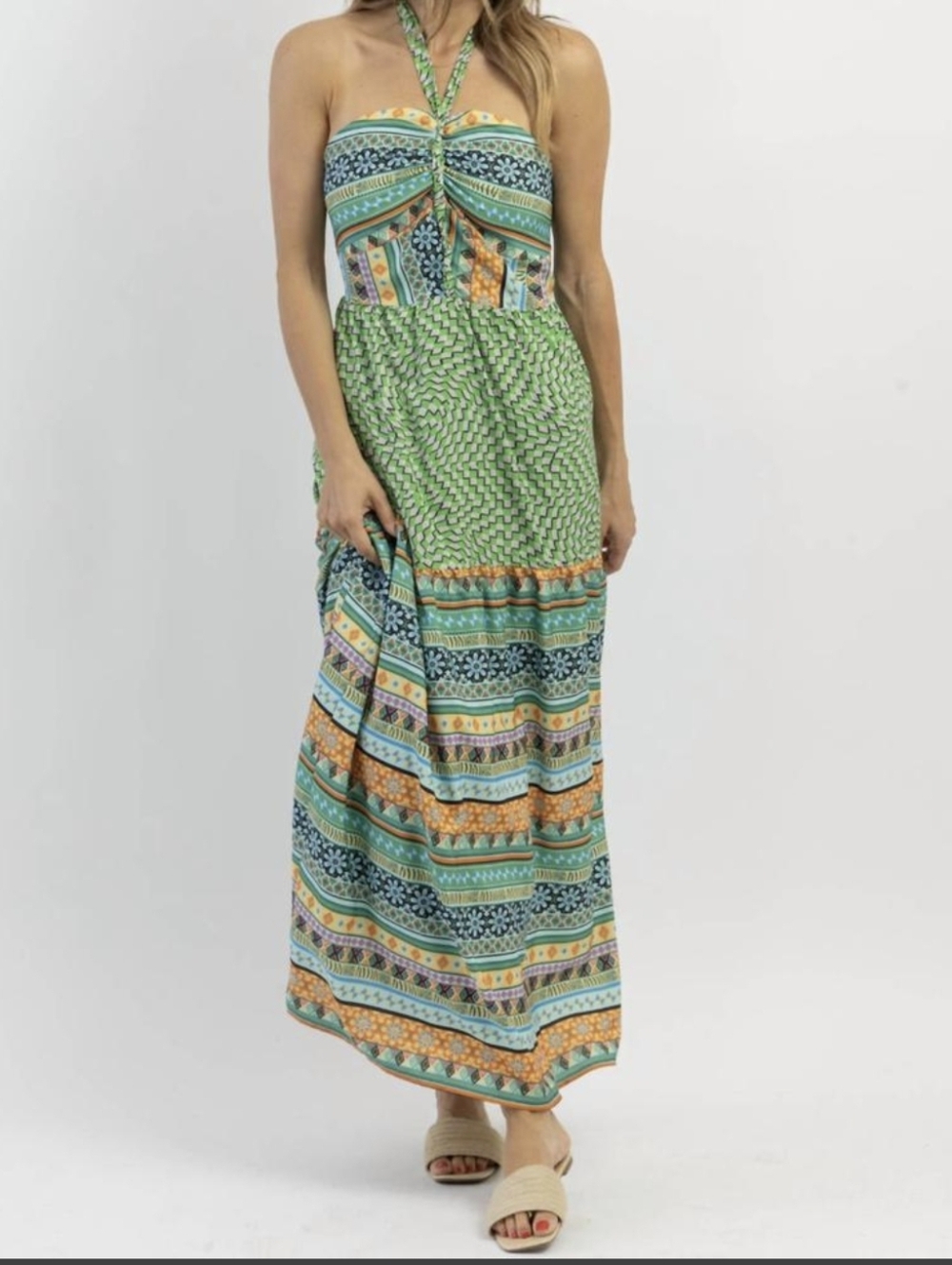 NWT...DAVI & DANI Kahuna Halter Maxi Dress SIZE LARGE